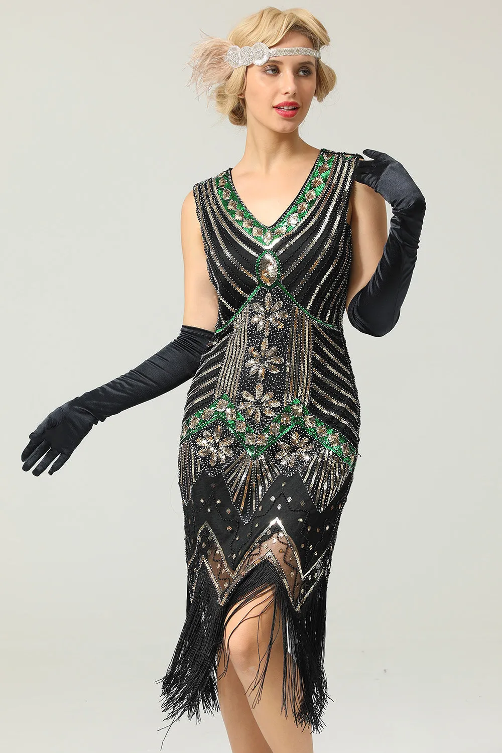 Glitter Fringe 1920s Flapper Dress sold by Zapaka product image thumbnail 3