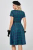 Dark Green Short Sleeves 1950s Plaid Dress sold by Zapaka
