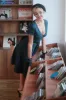 Dark Green Short Sleeves 1950s Plaid Dress sold by Zapaka
