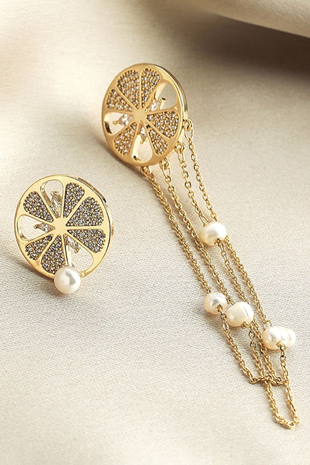 Golden Freshwater Pearl Necklace and Earring Set with Pearl Bracelet sold by Zapaka product image thumbnail 4