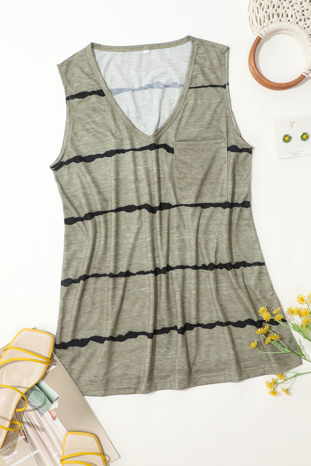 Printed Striped Vest T-Shirt sold by Zapaka product image thumbnail 5