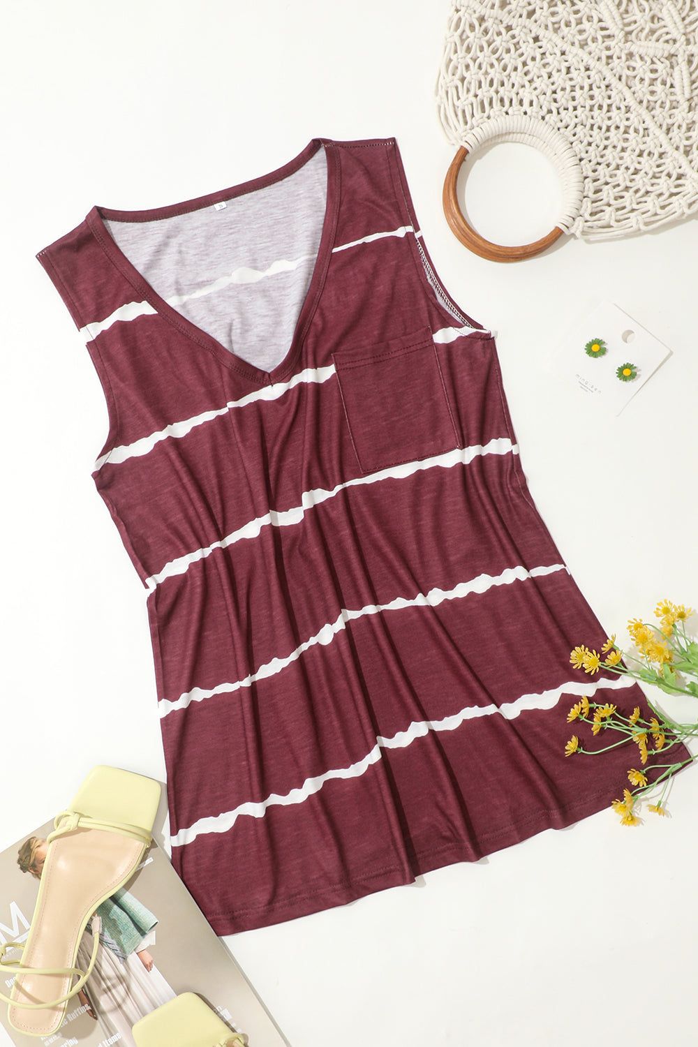 Printed Striped Vest T-Shirt sold by Zapaka product image thumbnail 4