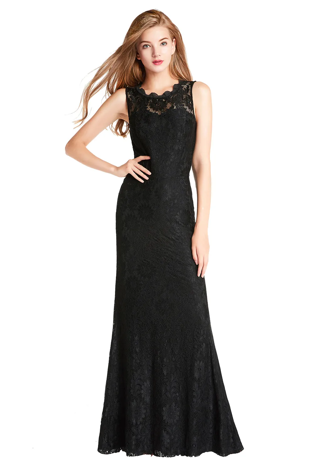 Black Mermaid Lace Long Prom Dress sold by Zapaka product image thumbnail 3