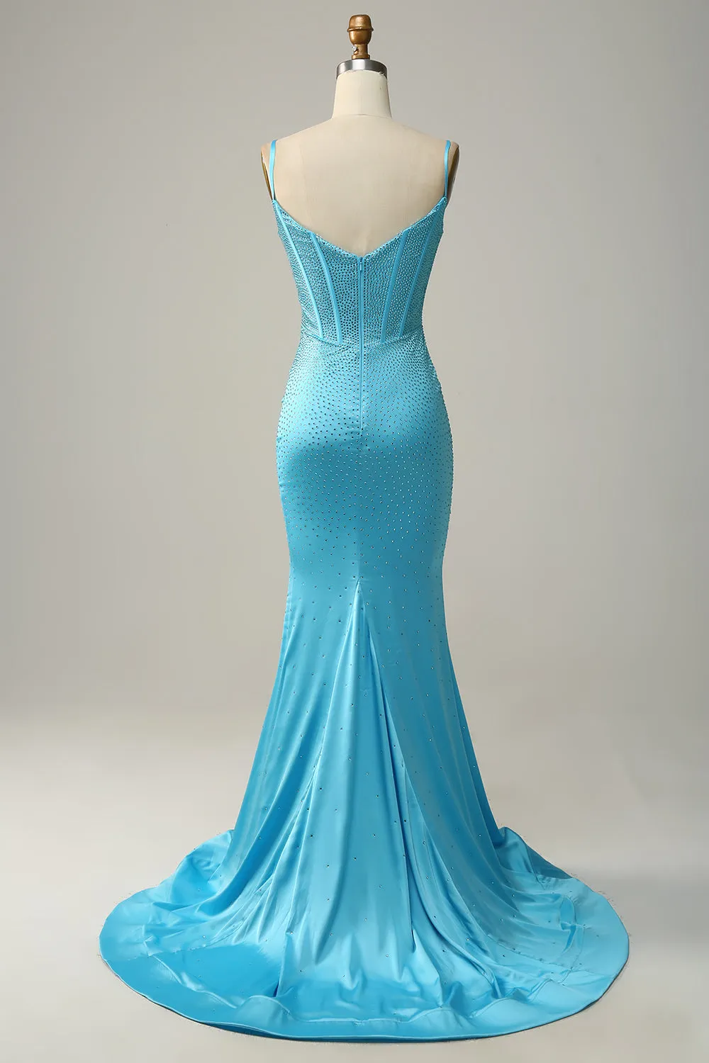 Mermaid Spaghetti Straps Blue Beaded Prom Dress sold by Zapaka product image thumbnail 2