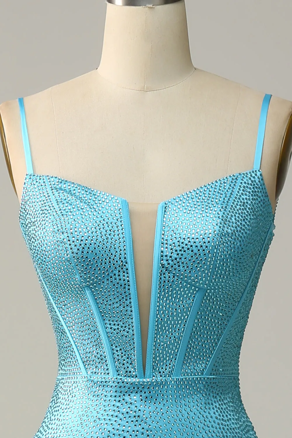 Mermaid Spaghetti Straps Blue Beaded Prom Dress sold by Zapaka product image thumbnail 4