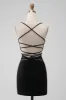 Black Bodycon Spaghetti Straps Corset Homecoming Dress with Beading sold by Zapaka