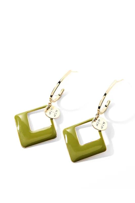 Green Geometric Fashion Earrings sold by Zapaka