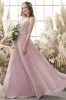 Blush V Neck Long Chiffon Bridesmaid Dress sold by Zapaka