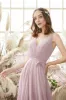 Blush V Neck Long Chiffon Bridesmaid Dress sold by Zapaka