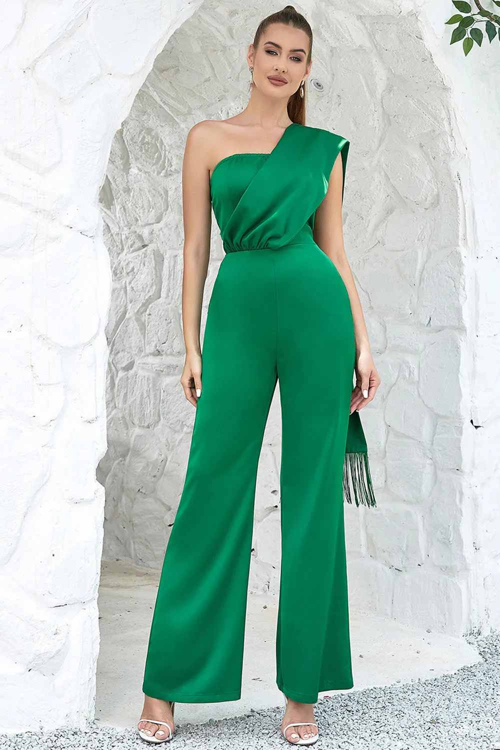 One Shoulder Green Prom Jumpsuits sold by Zapaka product image thumbnail 3