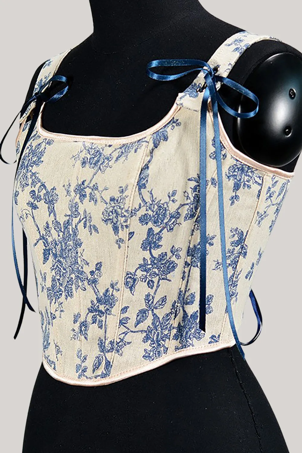 Blue Flower Lace-Up Back Corset Bustier Top sold by Zapaka product image thumbnail 2