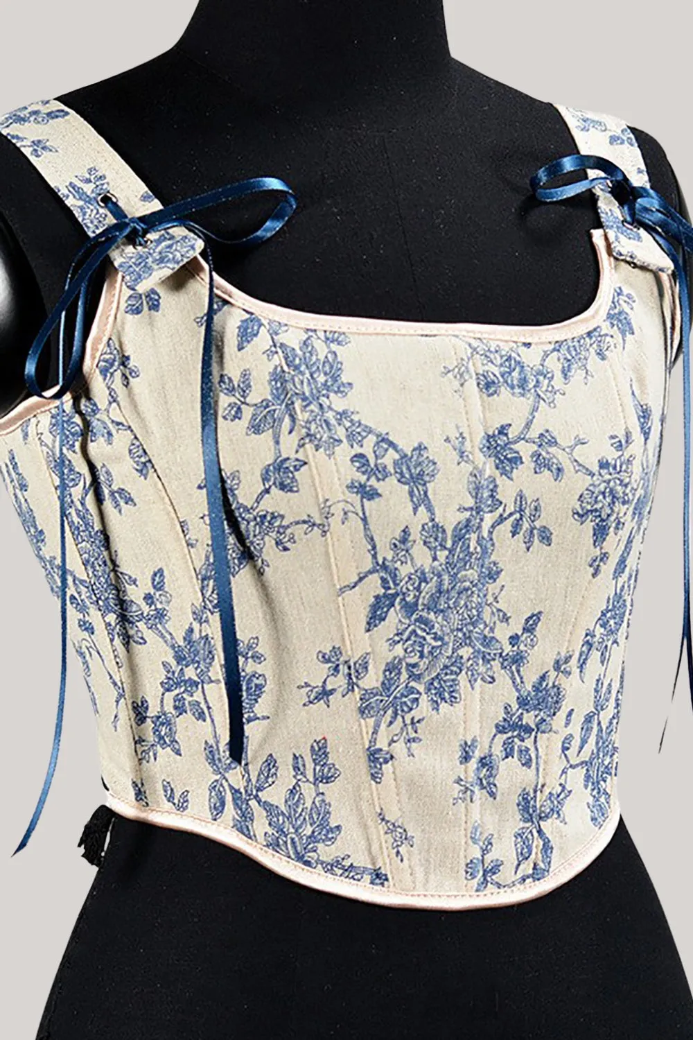 Blue Flower Lace-Up Back Corset Bustier Top sold by Zapaka product image thumbnail 3