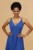 Royal Blue V-Neck Chiffon Bridesmaid Dress sold by Zapaka