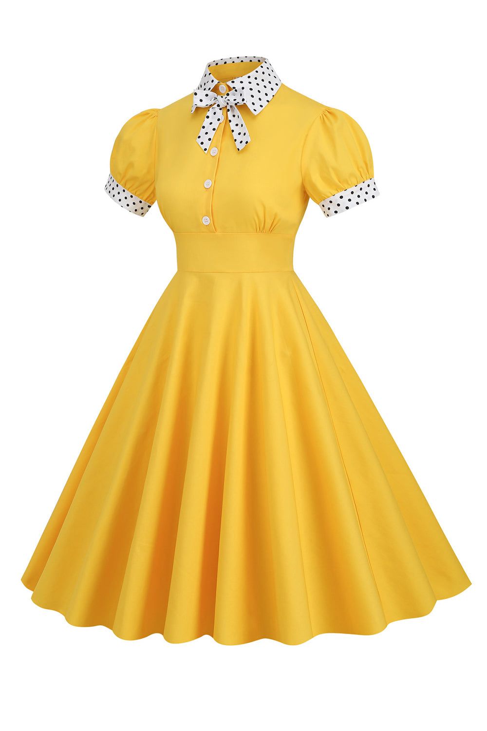 Yellow Swing 1950s Dress with Polka Dots sold by Zapaka product image thumbnail 3