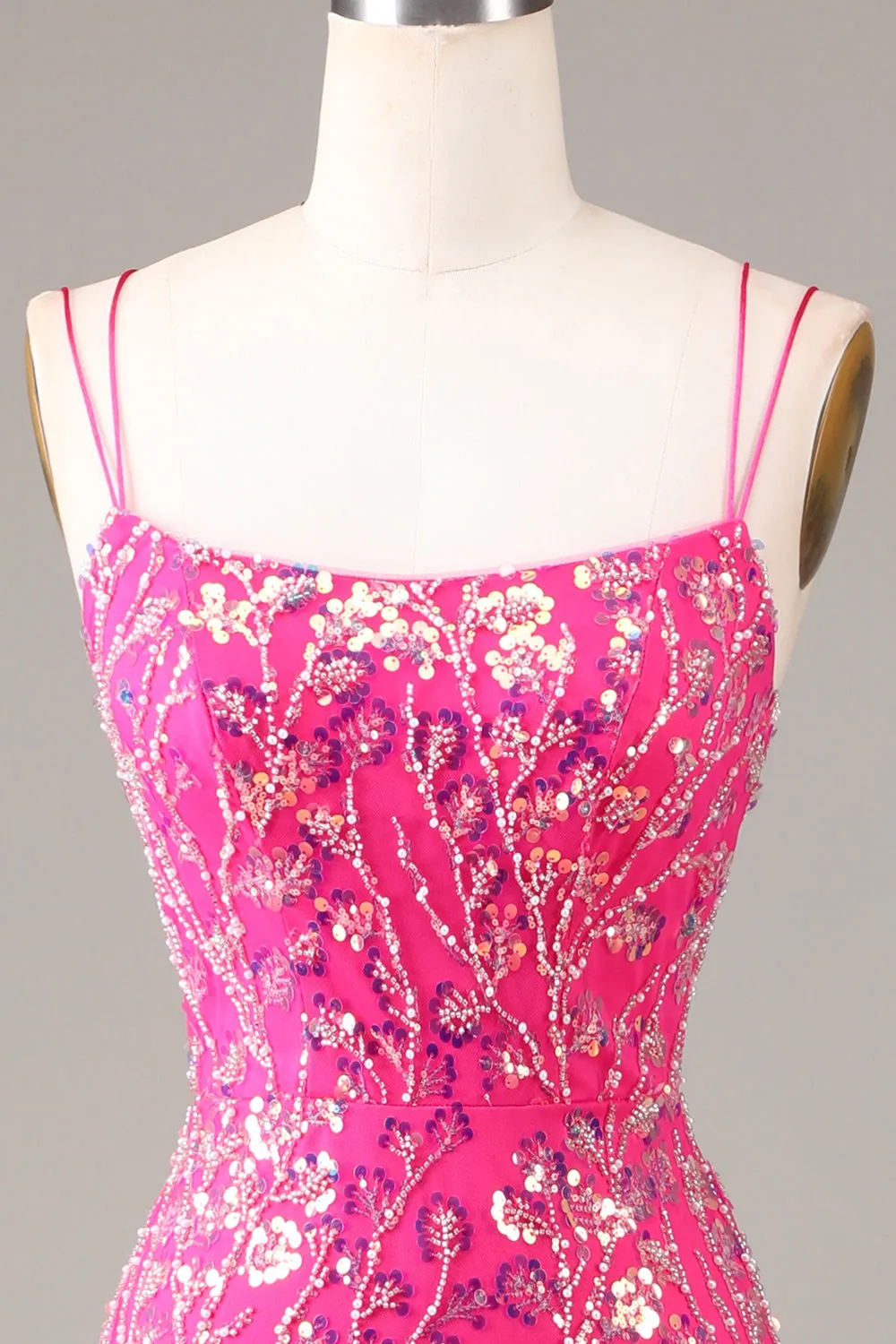 Hot Pink Sequins & Beaded Mermaid Prom Dress with Slit sold by Zapaka product image thumbnail 5
