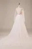 Long Sleeves Open Back Ivory Wedding Dress with Appliques sold by Zapaka