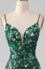 Mermaid Lace-Up Back Dark Green Prom Dress with Appliques sold by Zapaka