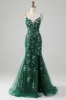 Mermaid Lace-Up Back Dark Green Prom Dress with Appliques sold by Zapaka