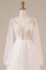Long Sleeves Open Back Ivory Wedding Dress with Appliques sold by Zapaka