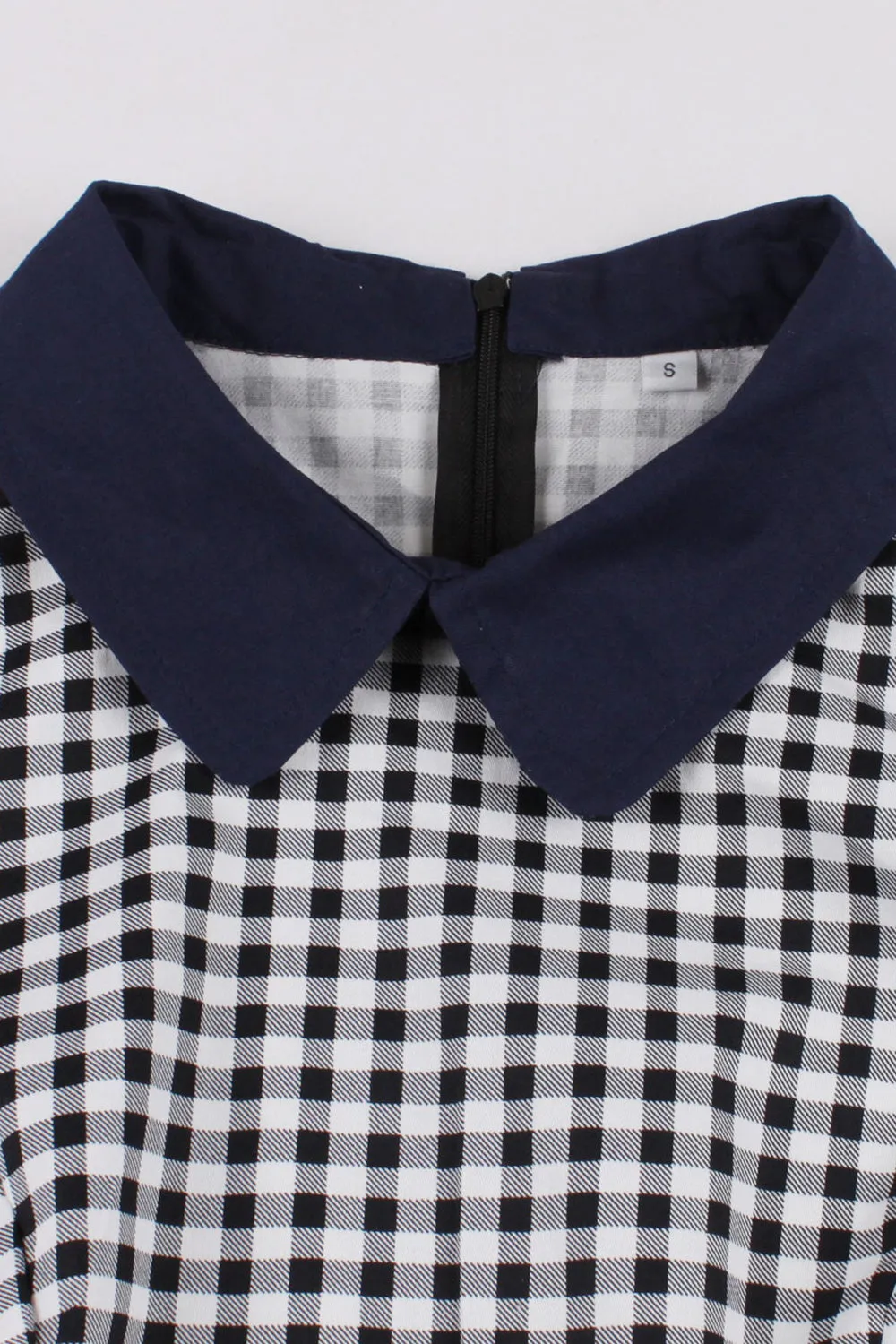 Plaid Black Vintage Dress with Sleeves sold by Zapaka product image thumbnail 3