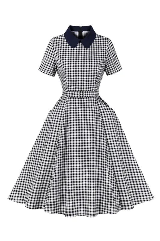 Plaid Black Vintage Dress with Sleeves sold by Zapaka