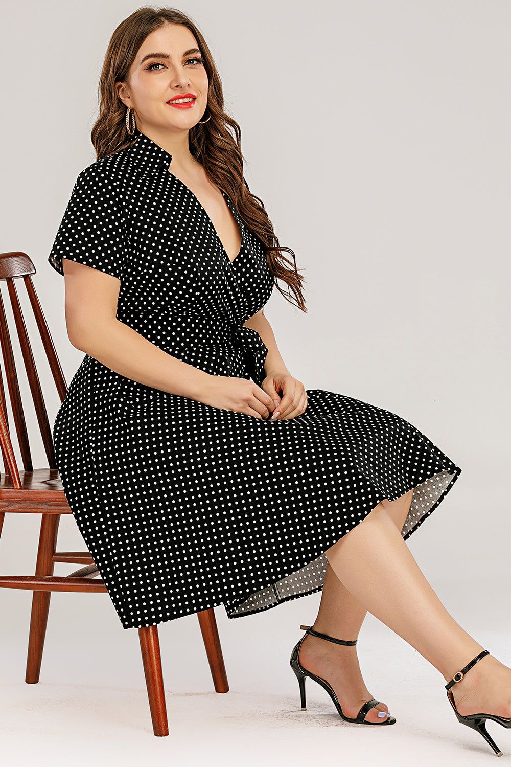 Plus Size V Neck Swing Dress sold by Zapaka product image thumbnail 4