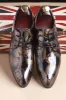 Brown Jacquard Men's Leather Party Shoes sold by Zapaka