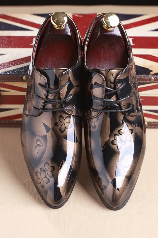Brown Jacquard Men's Leather Party Shoes sold by Zapaka