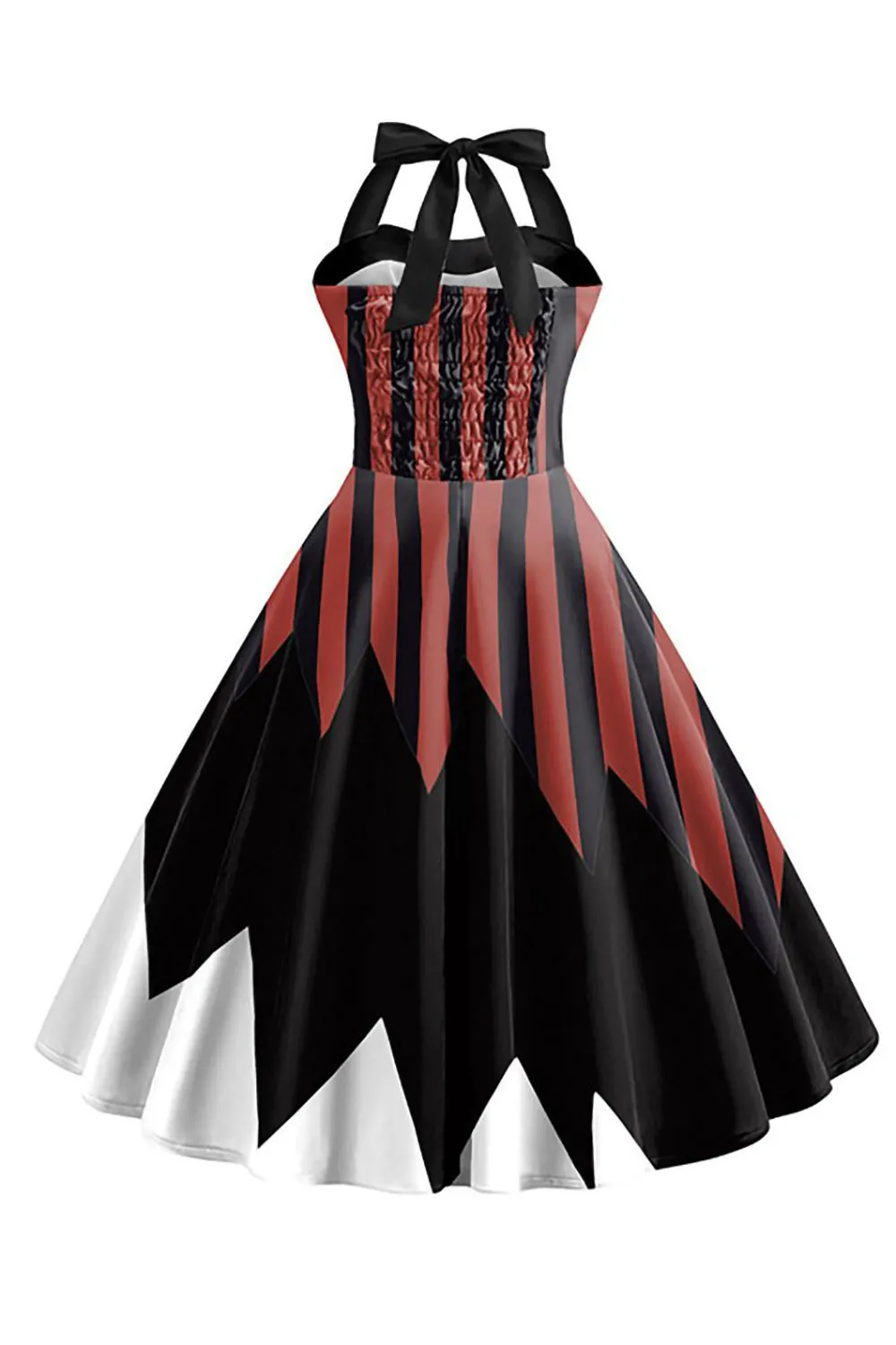 Halloween Skull Printed Halter Black Brown Vintage Dress sold by Zapaka product image thumbnail 2