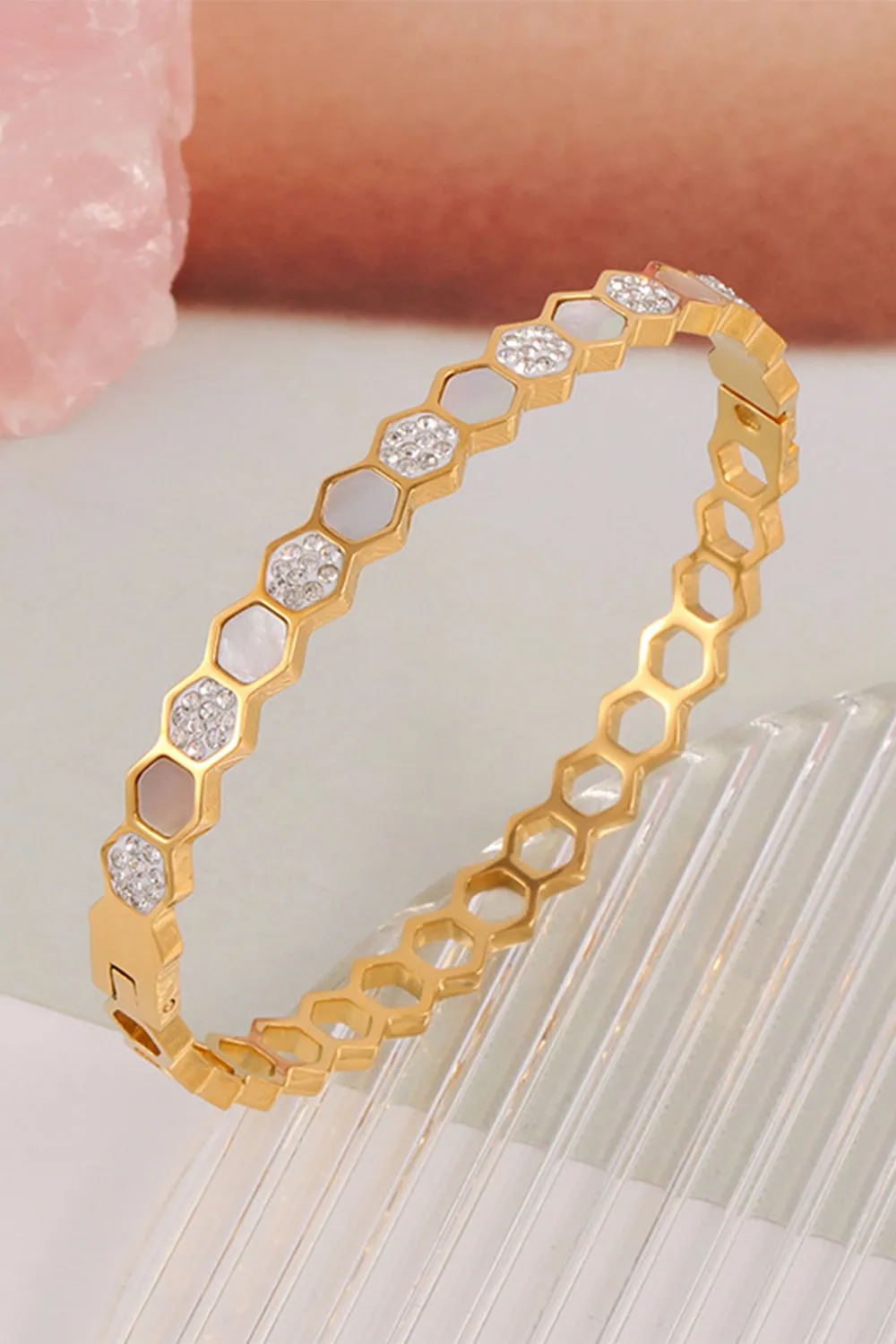 Gold Plated Titanium Stainless Steel Bracelet sold by Zapaka product image thumbnail 2