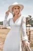 Ivory Boho Simple Sheath Long Sleeves Wedding Dress with Lace sold by Zapaka