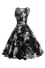 Black V Neck Print Sleeveless 1950s Dress sold by Zapaka