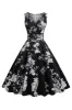 Black V Neck Print Sleeveless 1950s Dress sold by Zapaka