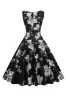 Black V Neck Print Sleeveless 1950s Dress sold by Zapaka