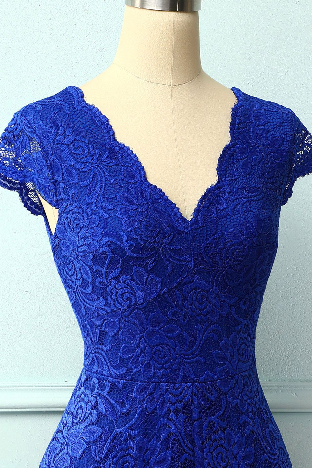 Royal Blue V Neck Midi Lace sold by Zapaka product image thumbnail 3
