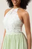 A-Line Halter Neck Dusty Sage Lace and Chiffon Long Bridesmaid Dress sold by Zapaka