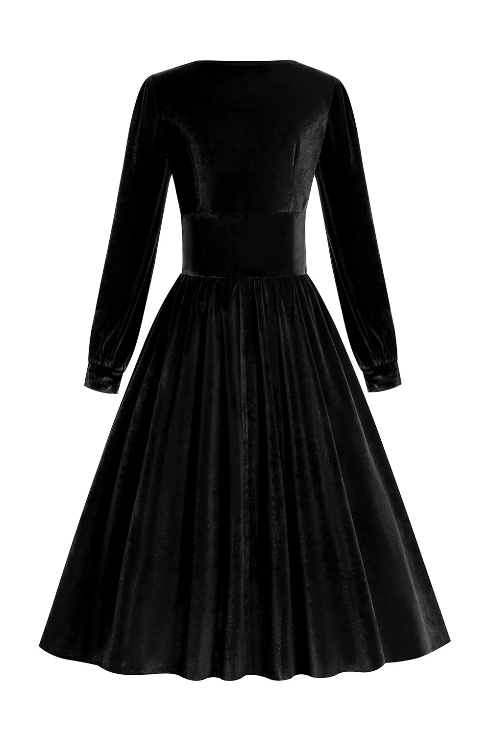 Black Long Sleeves Velvet Vintage Dress sold by Zapaka product image thumbnail 2
