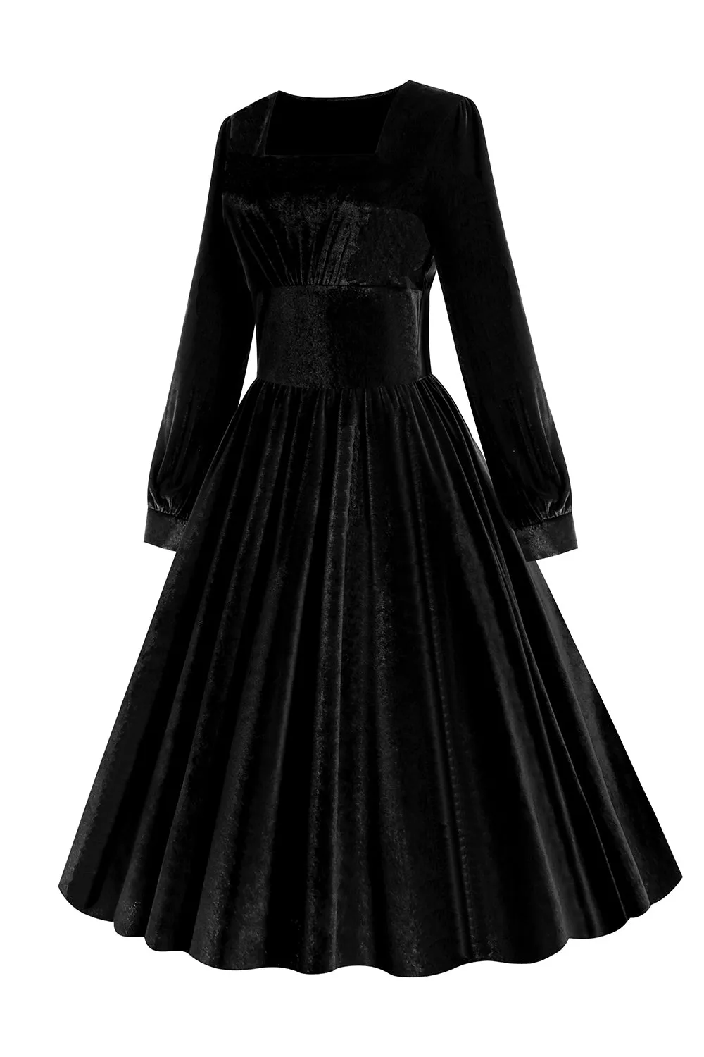 Black Long Sleeves Velvet Vintage Dress sold by Zapaka product image thumbnail 3