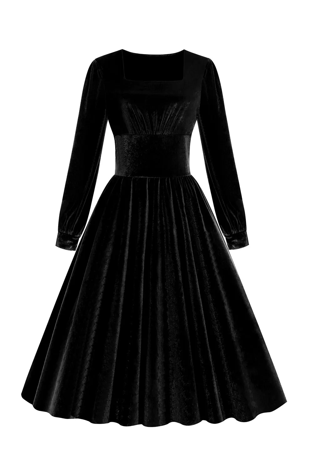 Black Long Sleeves Velvet Vintage Dress sold by Zapaka
