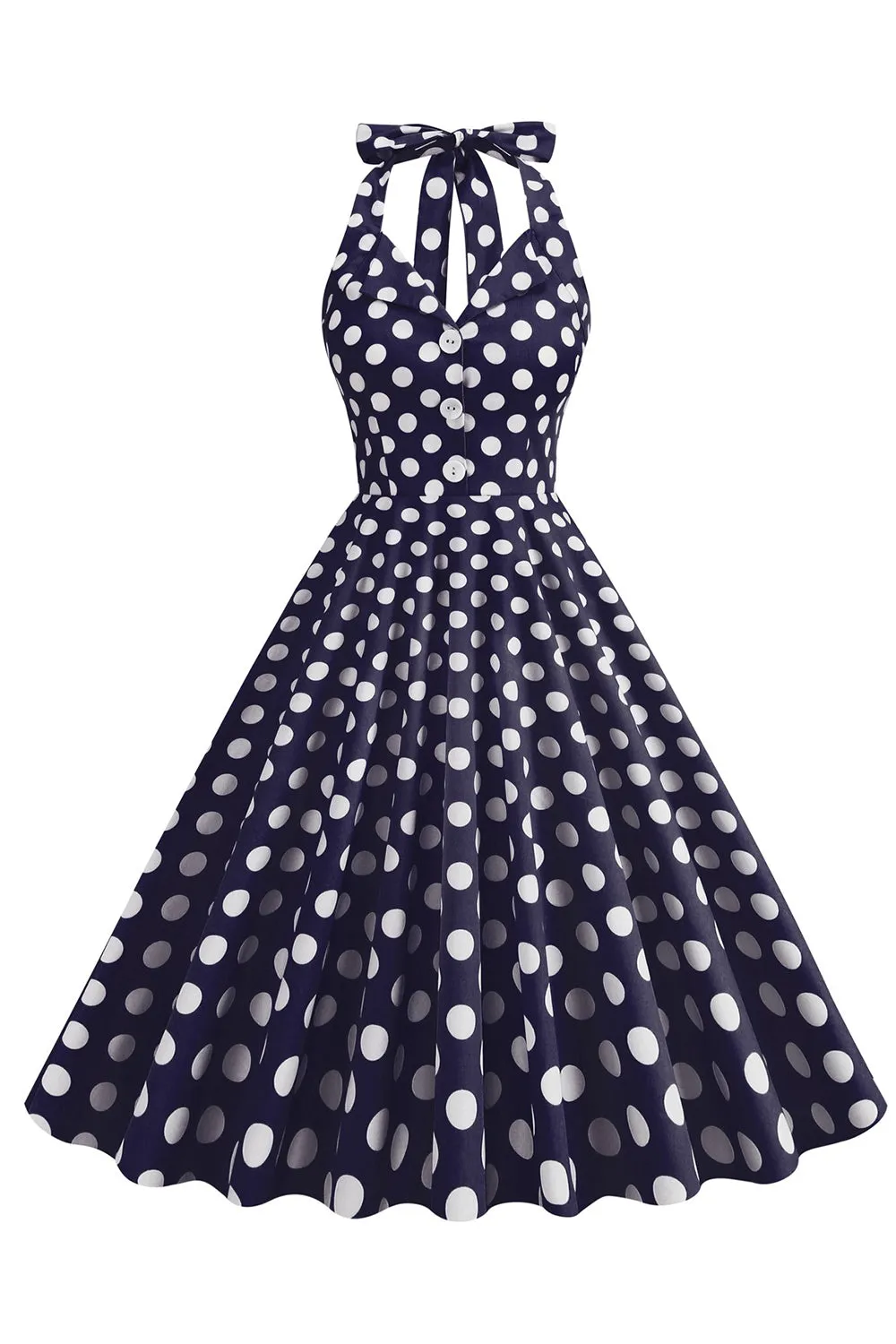 Hepburn Style Polka Dots Blue 1950s Dress sold by Zapaka product image thumbnail 5