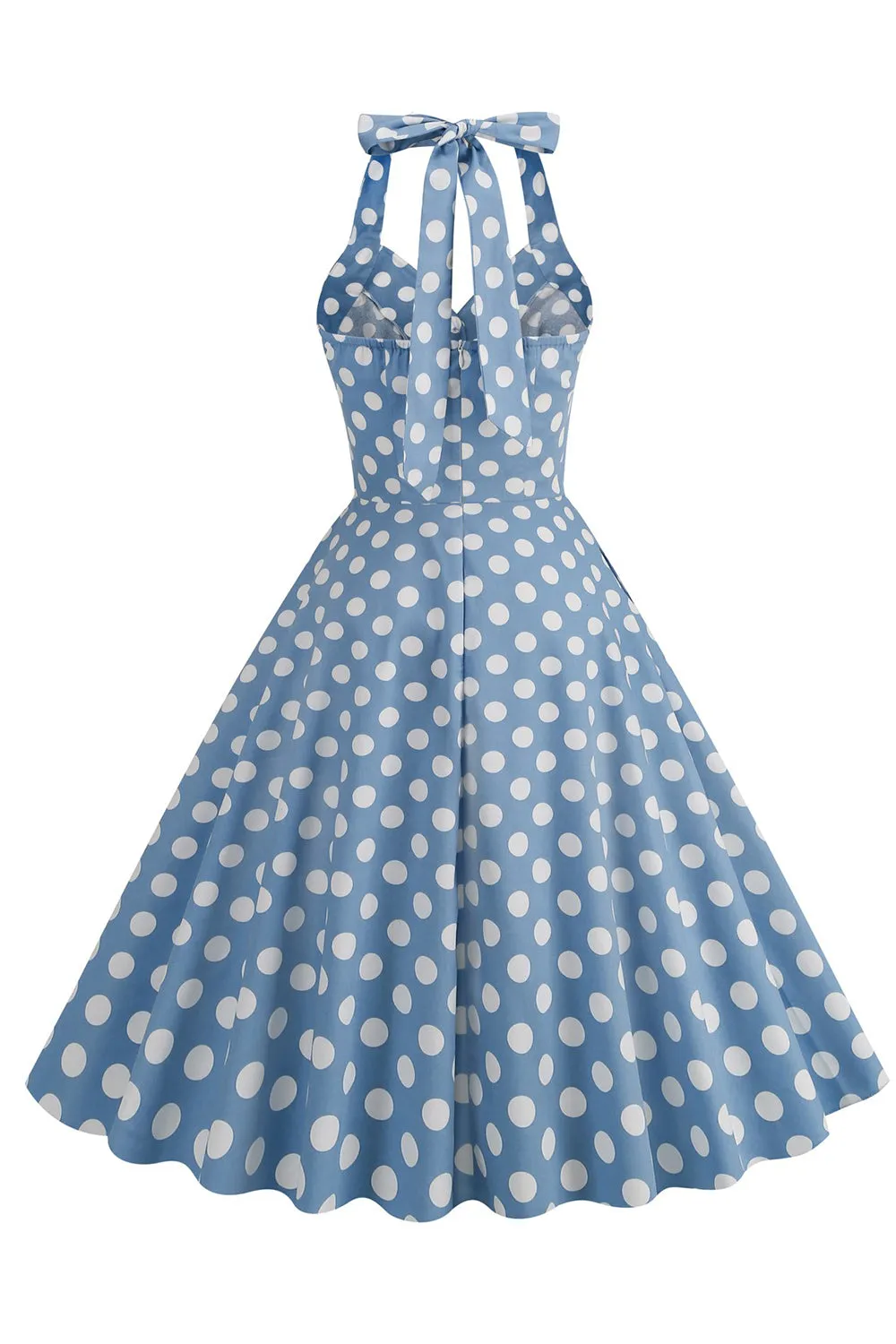 Hepburn Style Polka Dots Blue 1950s Dress sold by Zapaka product image thumbnail 2