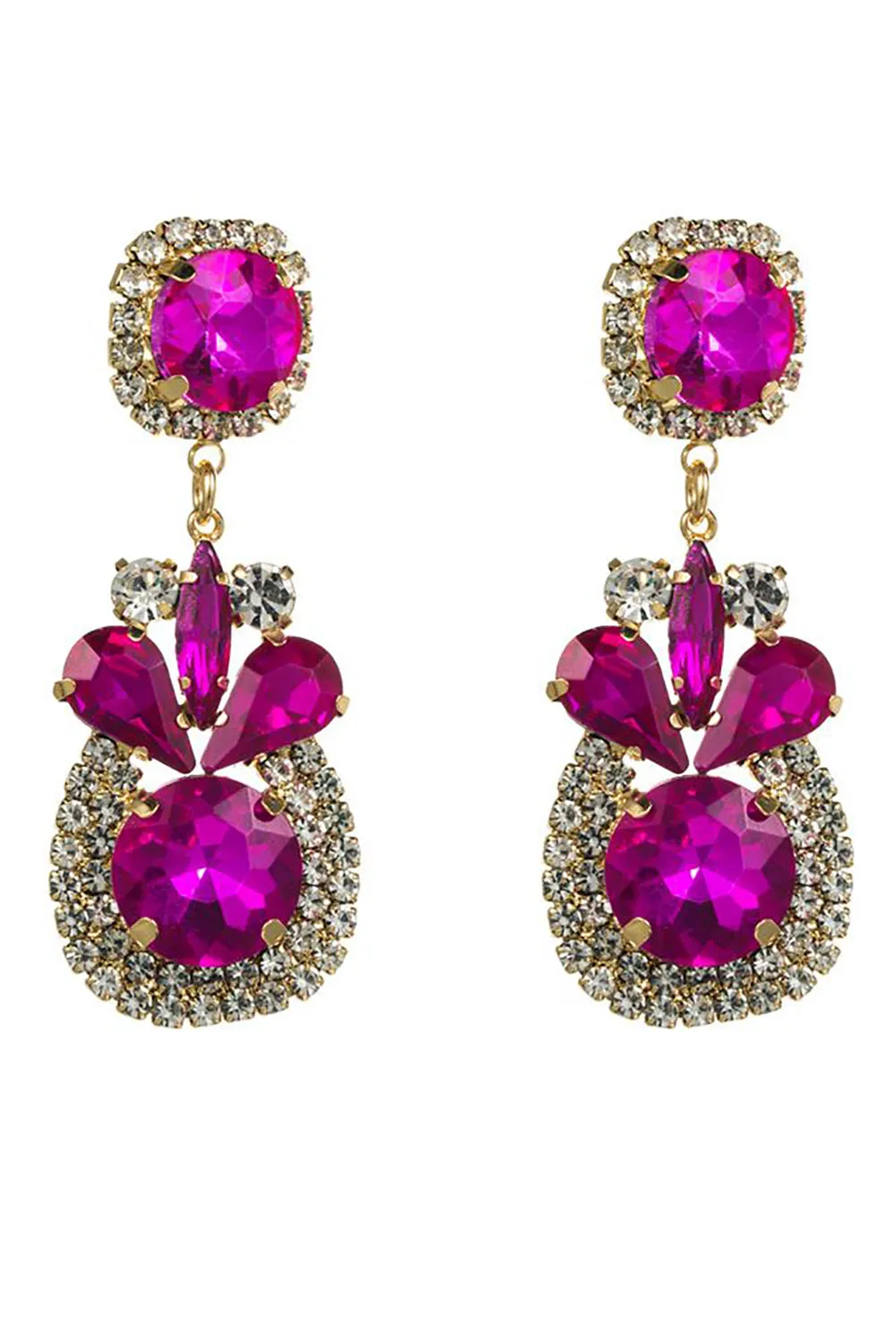 Fuchsia Rhinestones Beaded Earrings sold by Zapaka
