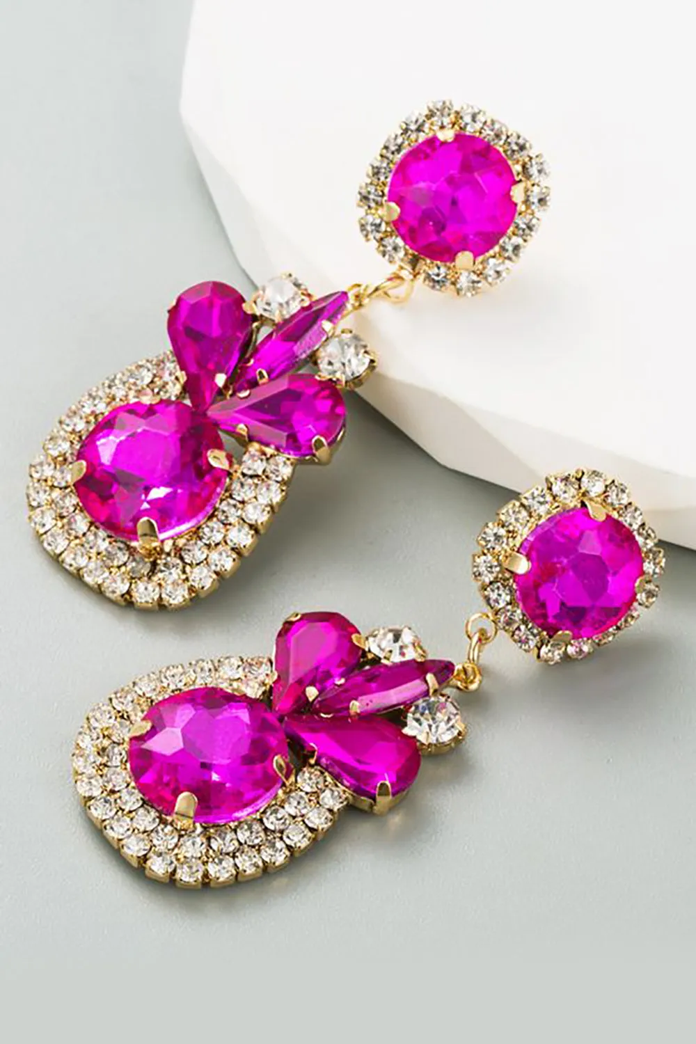 Fuchsia Rhinestones Beaded Earrings sold by Zapaka product image thumbnail 2