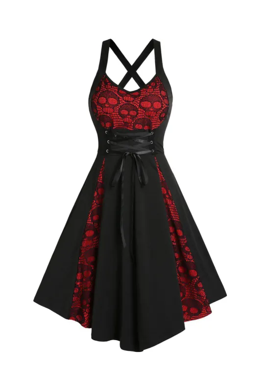 Skull Strap Halloween Lace Vintage Dress sold by Zapaka