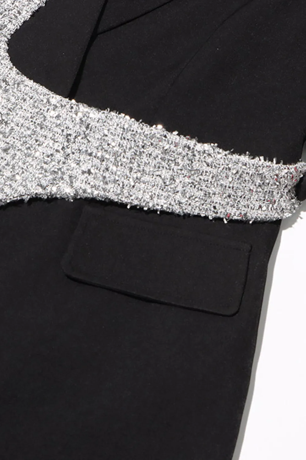 Silver Black Peak Lapel Slim Fit Women Blazer sold by Zapaka product image thumbnail 4