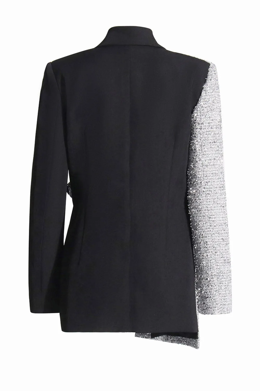 Silver Black Peak Lapel Slim Fit Women Blazer sold by Zapaka product image thumbnail 2