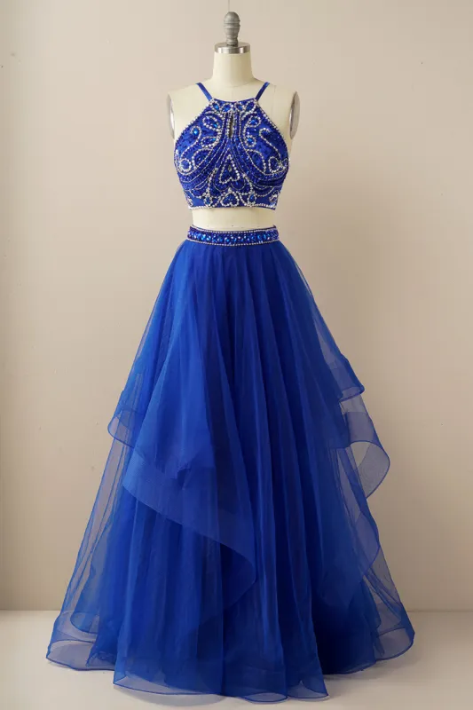 Two Pieces Halter Beaded Prom Dress sold by Zapaka