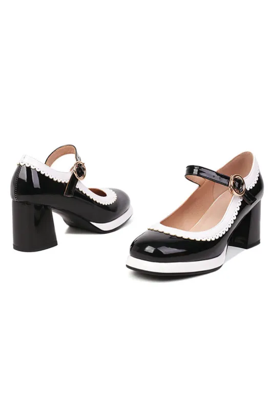 Black Round Toe Shoes With Adjustable Strap sold by Zapaka