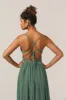 Eucalyptus Spaghetti Straps A Line Bridesmaid Dress with Slit sold by Zapaka