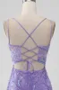 Sparkly Lilac Bodycon Sequins Appliques Short Homecoming Dress with Slit sold by Zapaka